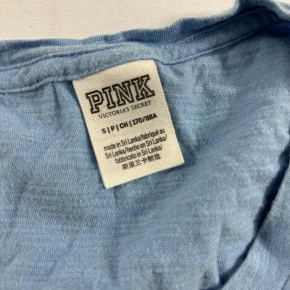 Victorias Secret Size Small Blue Crop Top T Shirt Cotton Short Sleeve Womens - Picture 3 of 7